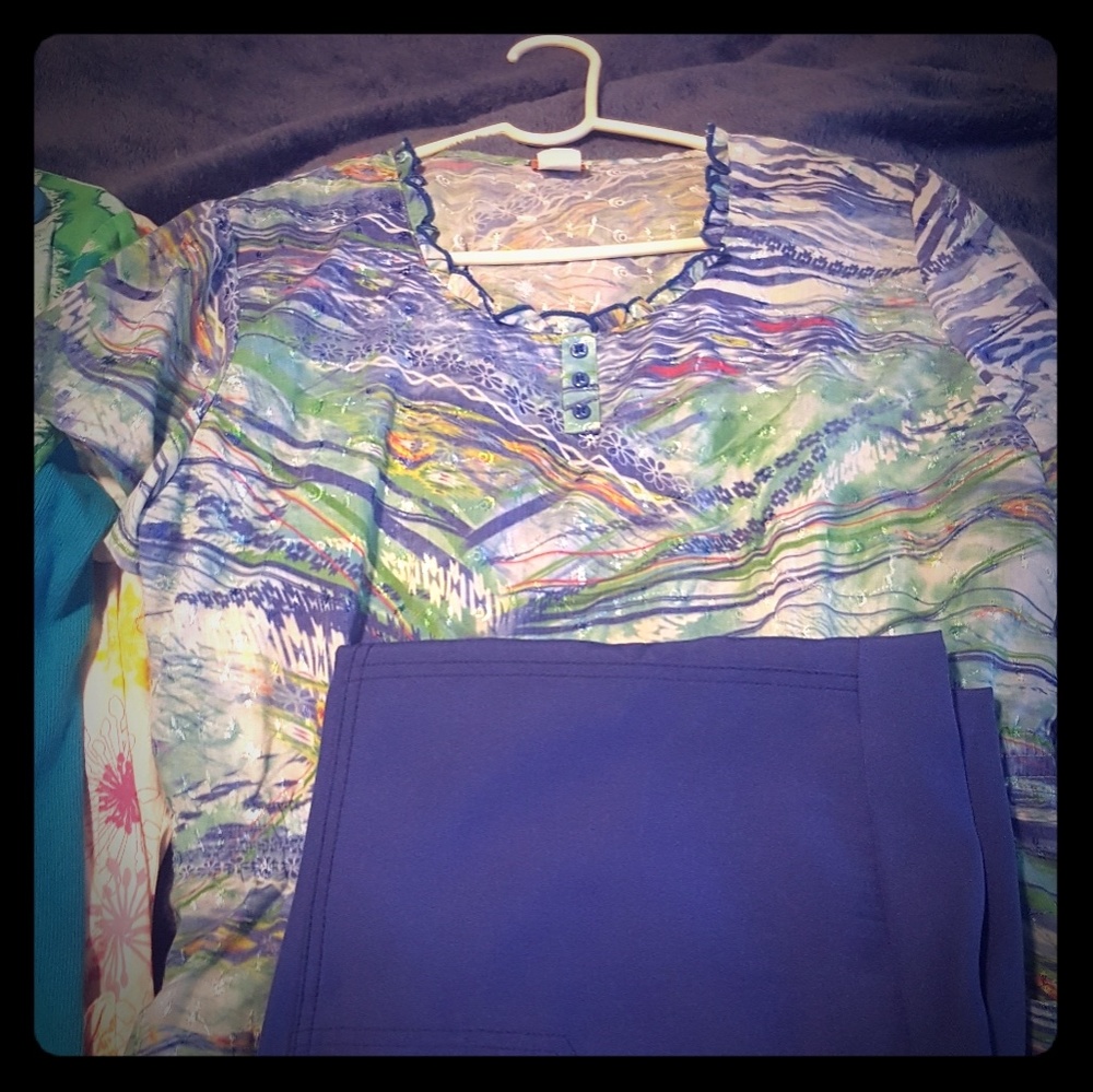 White cross purple scrubs